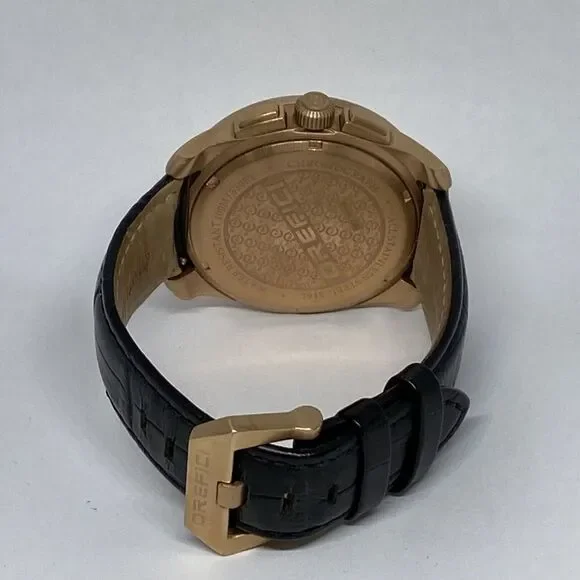 Orefici Classico 0158 Unisex Black Leather Analog White Dial Quartz Watch LJ434